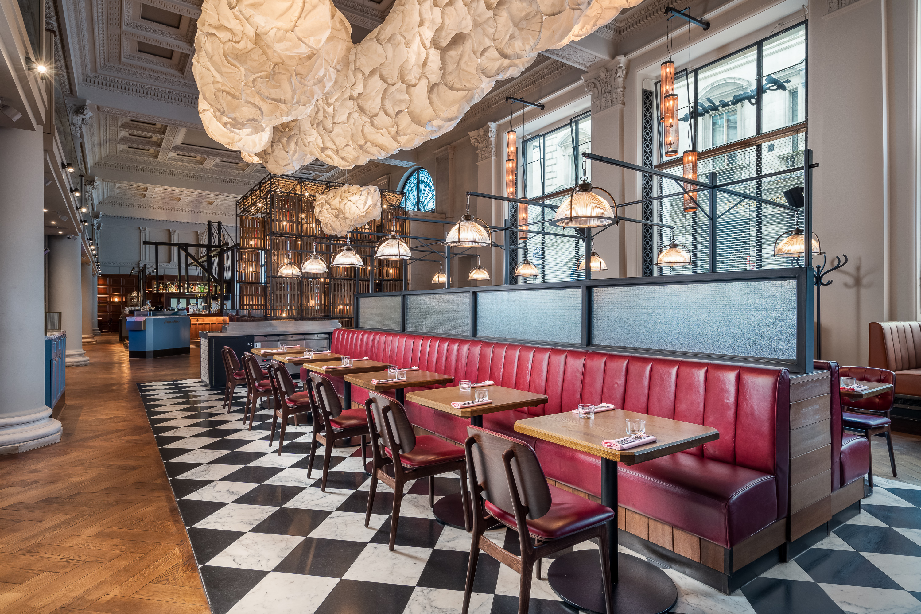 Interior of Burger & Lobster Threadneedle Street showing our restaurant furniture supplied